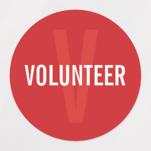Red Volunteer Badge Labels