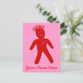 Red Voodoo Doll Briefkaart (Staand voorkant)