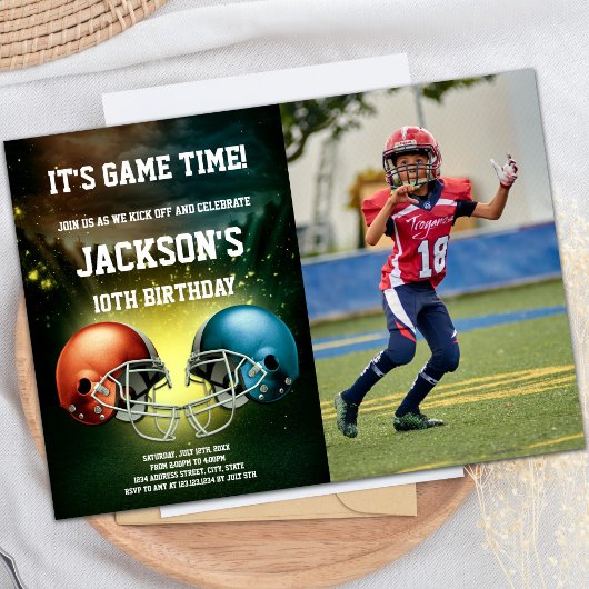 Red vs Blue Football Anniversaire Invitations avec