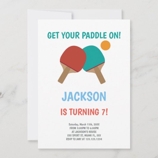 Red vs Green Ping Pong Invitations Anniversaire (Devant)