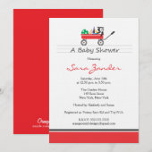 Red Wagon Baby shower Invitation Kaart (Voorkant / Achterkant)