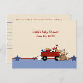 Red Wagon Teddy Bear Baby shower Advice Kaarten (Voorkant / Achterkant)