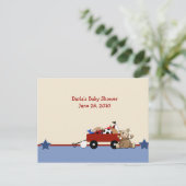 Red Wagon Teddy Bear Baby shower Cartes de conseil (Debout devant)