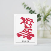 Red Wales Typografie Map - Aangepast Briefkaart (Staand voorkant)