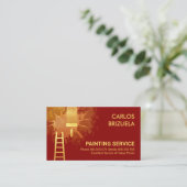 Red Wall Gold Paint Splatter Painting Visitekaartje (Staand voorkant)