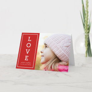 Red Warm Wishes Modern Love Holiday Foto Feestdagen Kaart