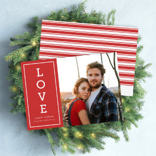 Red Warm Wishes Modern Love Holiday Foto Feestdagenkaart