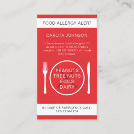 Red Warning Food Allergy Alert Chef Kaart Contactkaartje
