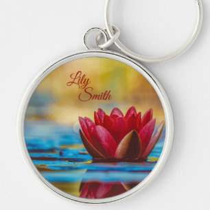 Red Water Lilly * personalize * Sleutelhanger