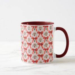 Red Watercolor Christmas Bows Holiday Mug Gift Mok