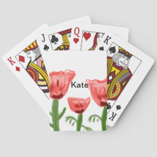 Red watercolor floral watercolor add name text thr pokerkaarten