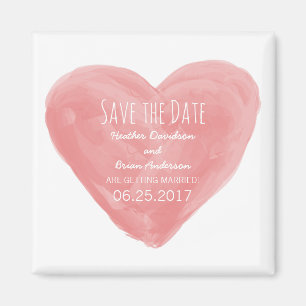 Red Watercolor Heart Save the Date Magnet