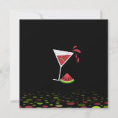 Red Watermelon Martini Birthday Party Invitation Kaart (Achterkant)
