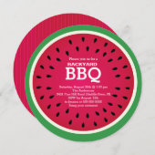 Red Watermelon Summer BBQ Invitation (Devant / Derrière)
