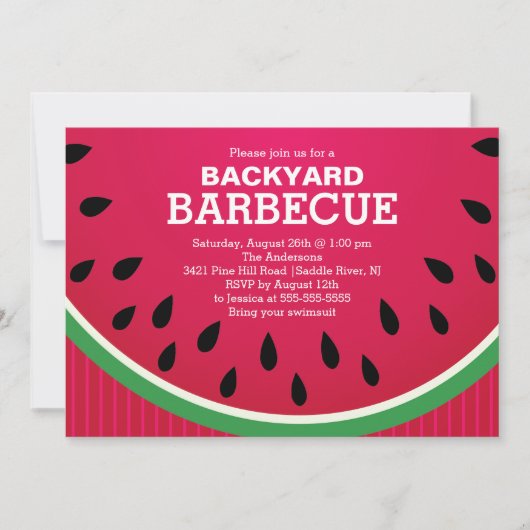 Red Watermelon Summer BBQ Invitation (Devant)