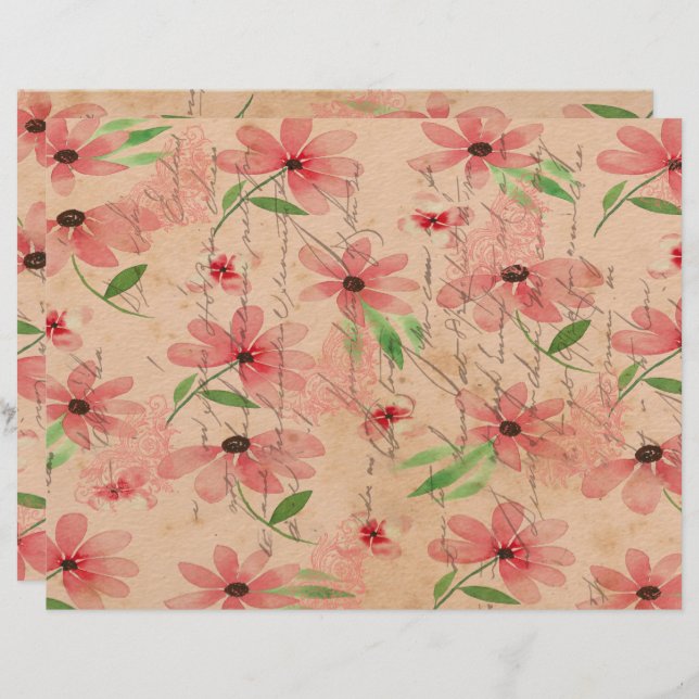 Red Waterverf Daisy Field  (Voorkant / Achterkant)