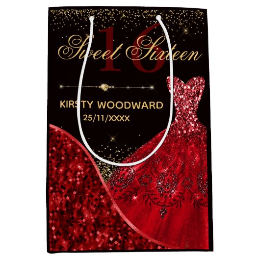 Red Waterverf Dress Sweet 16 verjaardag Medium Cadeauzakje (Voorkant)