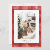 Red Waterverf Pset Rustic-fotokerstmis Feestdagenkaart (Voorkant)