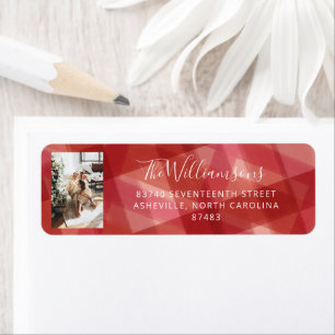 Red Waterverf Pset Rustic Photo Holiday Adres Etiket