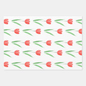Red Waterverf Tulip Patroon Inpakpapier Vel (Voorkant 2)