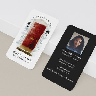 Red Waterverf vooraan Real Estate Agent Visitekaartje