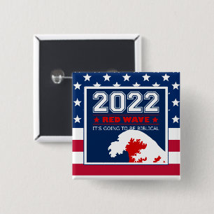 RED WAVE 2022 Midterm Elections US Flag Vierkante Button 5,1 Cm