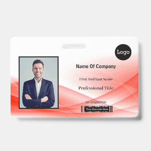 Red Wave Design foto-ID Badge (Voorzijde)