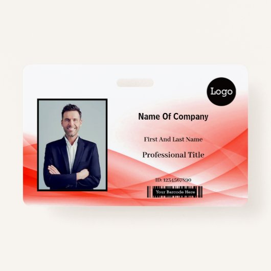 Red Wave Design foto-ID Badge (Voorkant)