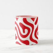 Red Wavy Heart Pattern Mug Tweekleurige Koffiemok (Center)