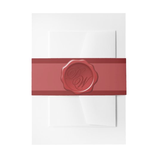 Red Wax Seal Monogram 2 Initialen Elegant Script Uitnodigingen Wikkel (Voorkant Voorbeeld)