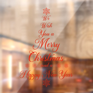 Red we wensen u een prettig kerstvenster. raamsticker
