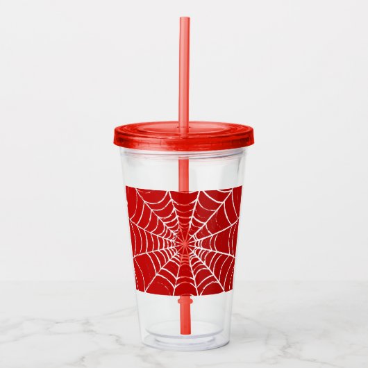 Red Web Acryl Drinkbeker (Voorkant)