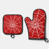 Red Web Ovenwant & Pannenlap Set (Voorkant)