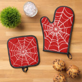 Red Web Ovenwant & Pannenlap Set (Top down)