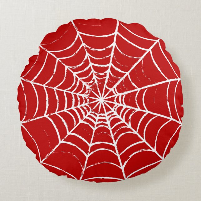 Red Web Rond Kussen (Voorkant)