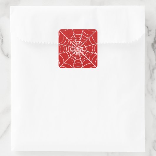 Red Web Vierkante Sticker (Tas)