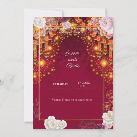 Red Wedding digital invitation e card design (Devant)