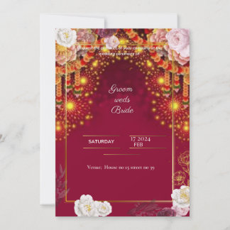 Red Wedding digital invitation e card design Kaart