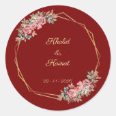 Red wedding envelop seal favour stickers editable (Devant)