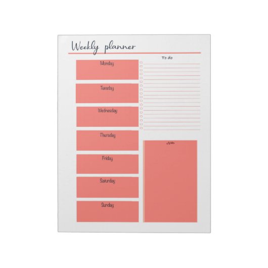 Red Weekly Planner-laptop Notitieblok (Gedraaid)
