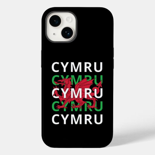 Red Welsh Dragon Cymru Herhaling Text Wales Roots Case-Mate iPhone Case (Achterkant)