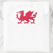 Red Welsh Dragon Ovale Sticker (Tas)