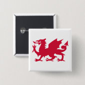 Red Welsh Dragon Vierkante Button 5,1 Cm (Voorkant /achterkant)