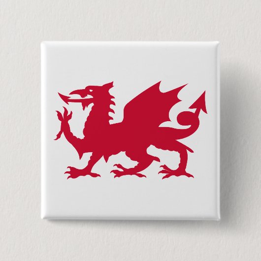 Red Welsh Dragon Vierkante Button 5,1 Cm (Voorkant)