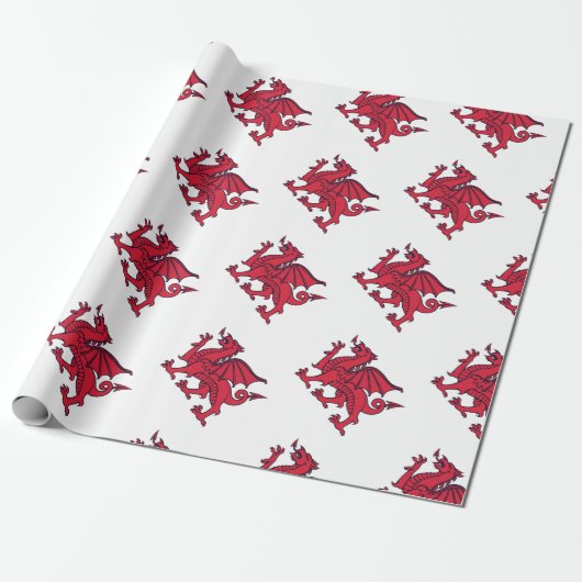 Red Welsh/ Wales Dragon Cadeaupapier (Uitgerold)