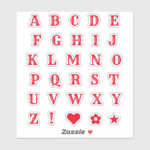Red Western Theme Letters Lettertype Alphabet Mono Sticker