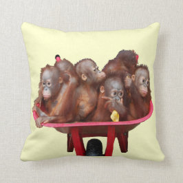Red Wheelbarrow Orangutan Babies Kussen
