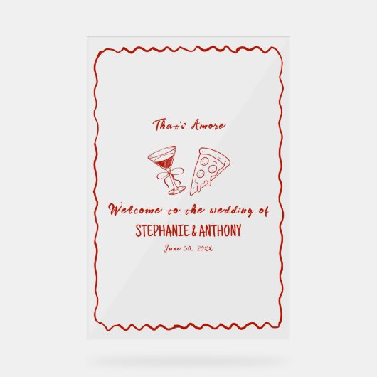 Red Whimsical Frame That's Amore Italian Wedding (Recto)