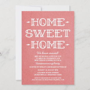 Red Whimsical Sweet Home Housewarming Party Kaart