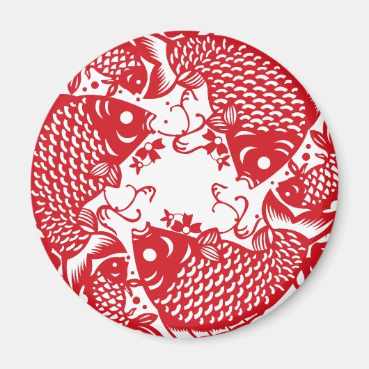 Red Whirling Koi Carp Fish Group Custom Magnet Magneet (Voorkant)